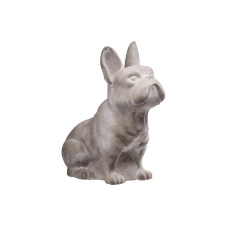 CLASSIC ACCESSORIES Cement Sitting French Bulldog Statue, Washed Gray VE2674311